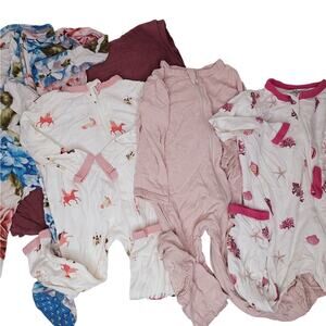 5 pc Bamboo Pajamas Rompers Blanket Baby Girl 3-6m 6-12m 6-12m Posh Peanut Kyte
